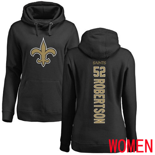 New Orleans Saints Black Women Craig Robertson Backer NFL Football 52 Pullover Hoodie Sweatshirts